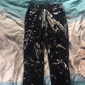 Vinyl pants/looks good with a cute blouse 🙂